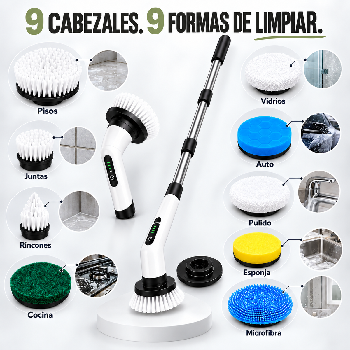 Cepillo Eléctrico Inalámbrico 9 En 1 Recargable USB