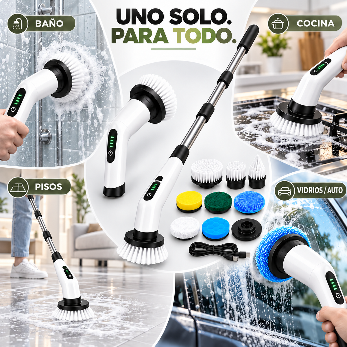 Cepillo Eléctrico Inalámbrico 9 En 1 Recargable USB