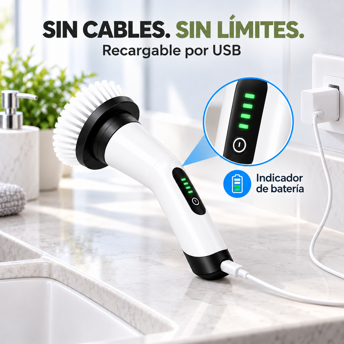Cepillo Eléctrico Inalámbrico 9 En 1 Recargable USB